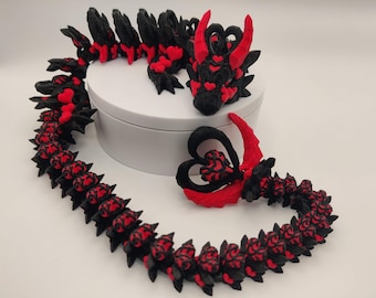 Dark Heart Dragon, Articulated Dragon, 3D Printed Fidget Toy