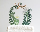 Ferns and Flowers Cake Topper