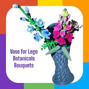 Basket Weave 3D-Printed Vase for LEGO Botanicals Bouquets | Perfect Gift for LEGO Fans | 5&quot; x 5&quot; x 8&quot; | Valentine&#39;s Day