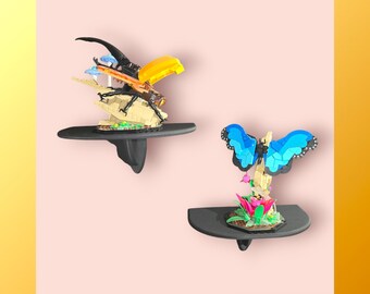 Wall-Mount Shelf For Collectibles Display | LEGO Funko Action Figures | 10" x 6" | 2-pack