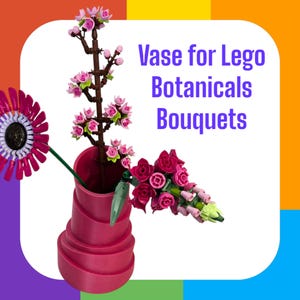 Geometric 3D-Printed Vase for LEGO Botanicals Bouquets | Perfect Gift for LEGO Fans | 5&quot; x 5&quot; x 8&quot; | High-Quality PLA