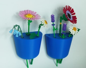 Botanical Display Wall Mount | 2 pack | Hanging Vase for LEGO Flowers Bouquet & Plant Sets