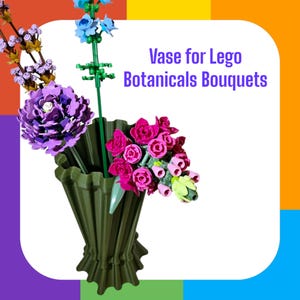 Flowing 3D-Printed Vase for LEGO Botanical Bouquets | Decorative Display for LEGO Flower Sets | Unique Gift for LEGO Fans and Collectors