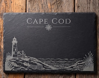 Cape Cod Slate Cheese Board | Nauset Lighthouse Charcuterie Board | Coastal Serving Board | Massachusetts Gift