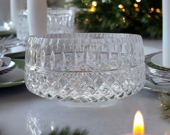 Vintage Lead Cut Crystal Centerpiece Bowl | Heavy Bohemian or Polish Crystal