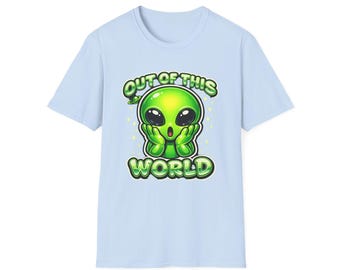 Alien T-Shirt | Neon Green UFO Graphic, Sci-Fi Space Tee