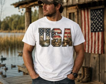USA Flag Collage T-Shirt | Patriotic Americana Graphic