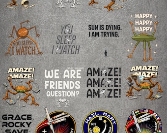 Project Hail Mary PNG Bundle – Rocky Alien Quotes, Sci-Fi Graphics (Digital Download)