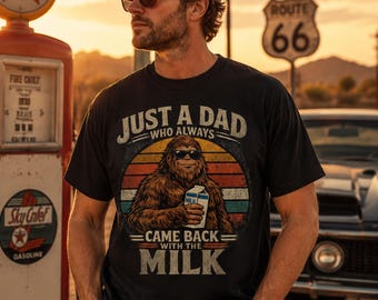 Retro Bigfoot Dad Shirt, Sasquatch Milk Dad Tee, Father's Day Gift