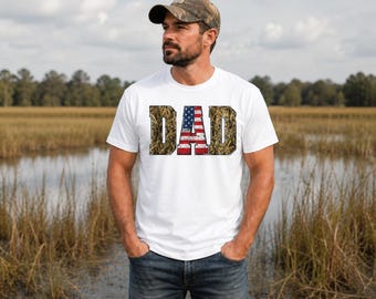 Dad Camo American Flag T-Shirt — Patriotic Father's Day Tee