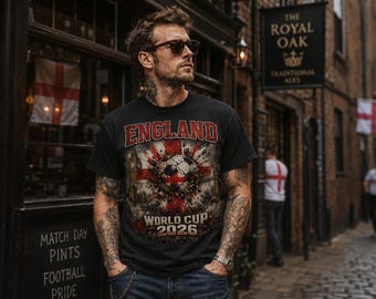 England World Cup 2026 Soccer T-Shirt | Vintage Crest Football Tee