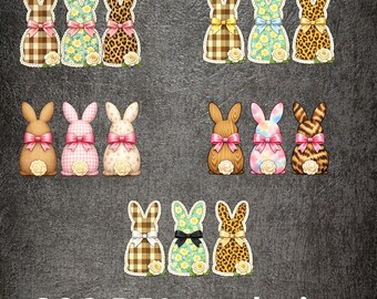 Easter Bunny Digital Design (PNG, 300 DPI) – Floral, Plaid, Leopard Prints (Digital Download)