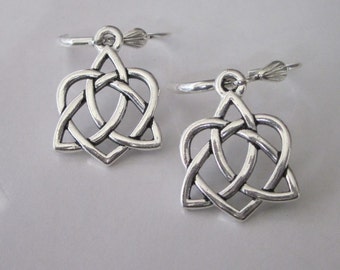 Silver Celtic Knot Earrings, Celtic Sisters Knot, Dangle Earrings, Sisterhood Heart Knot