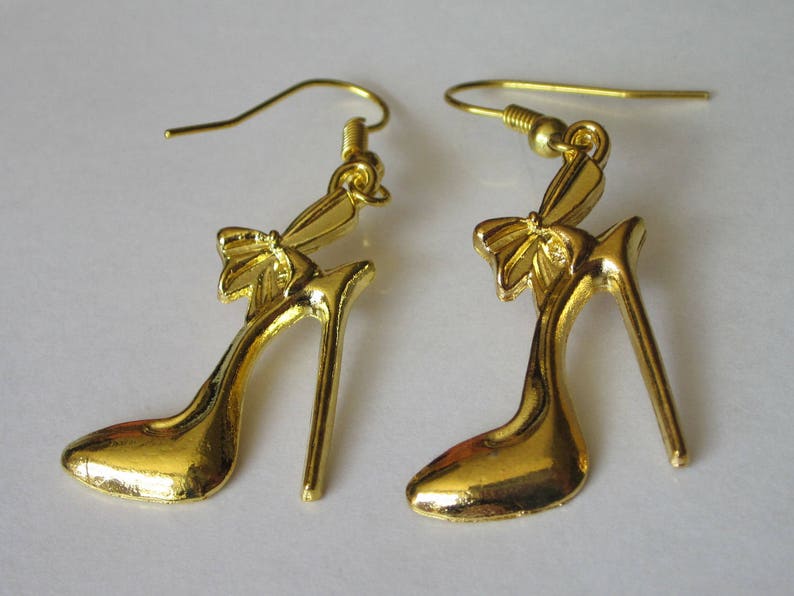 High Heel Earrings Shoe Jewelry Gold Burlesque Heels