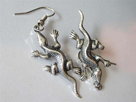 Lizard earrings silver sale