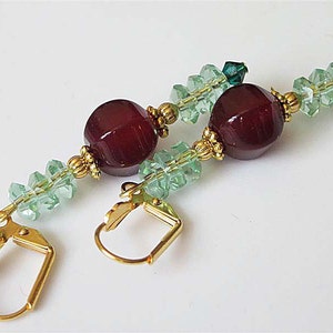 Agate Gemstone Dangle Earrings, Beaded Agate and Crystal Earrings, Carnelian Agate, Natural Stone Jewelry image 3