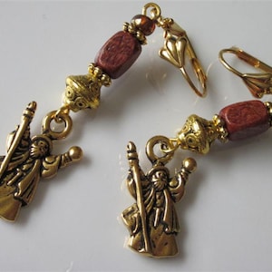Celtic Earrings, Celtic Jewelry, Druid Earrings, Wizard, Gold Dangle, Eternity Spiral