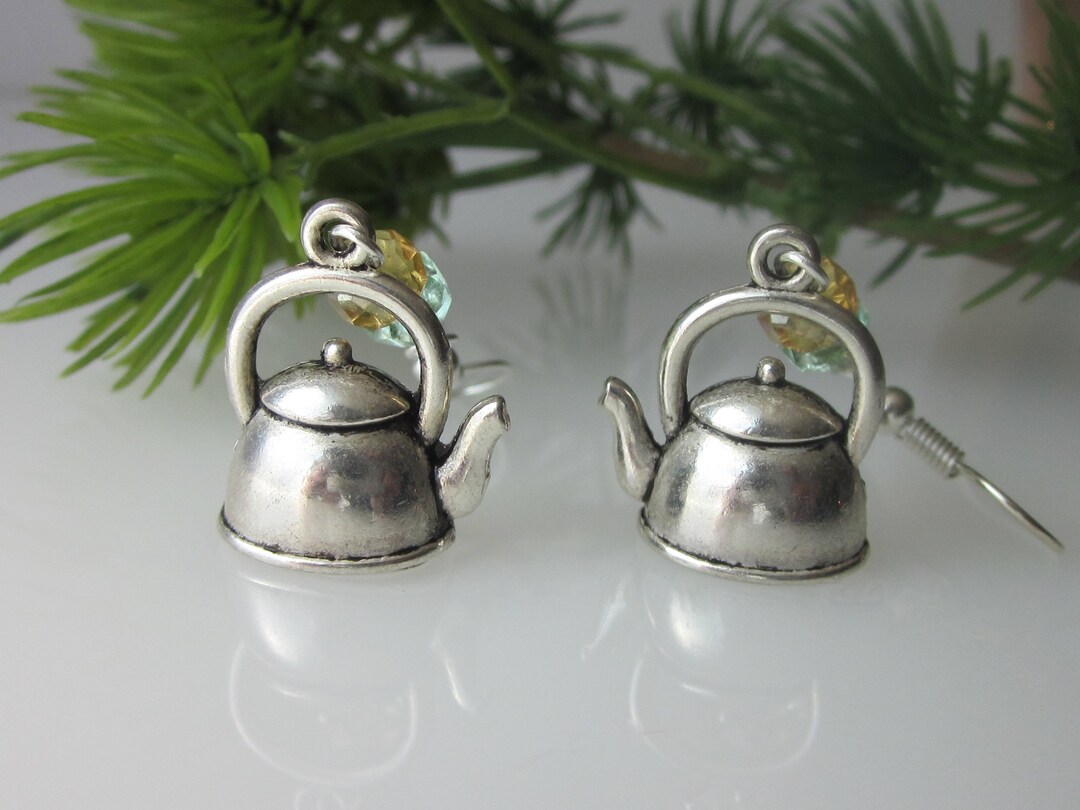 Teapot Earrings Antiqued Silver Tea Kettle I'm A Little Etsy