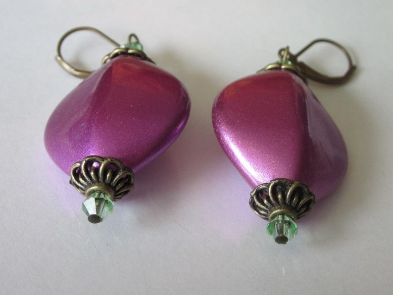 Modern Spring Earrings, Lavender Purple Beaded Dangle Earrings, Modern Minimalist Jewelry, Purple Easter Earrings image 4