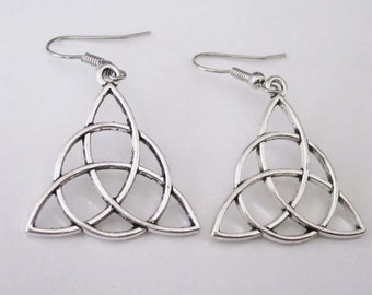 Triquetra Earrings Silver Celtic Dangle Earrings Trinity Earrings Triquetra Irish Trinity Symbol