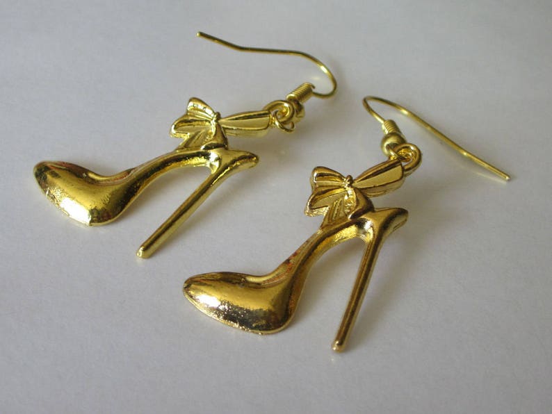 High Heel Earrings Shoe Jewelry Gold Burlesque Heels