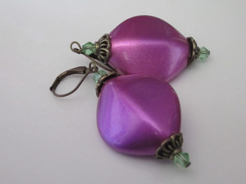 Modern Spring Earrings, Lavender Purple Beaded Dangle Earrings, Modern Minimalist Jewelry, Purple Easter Earrings image 5