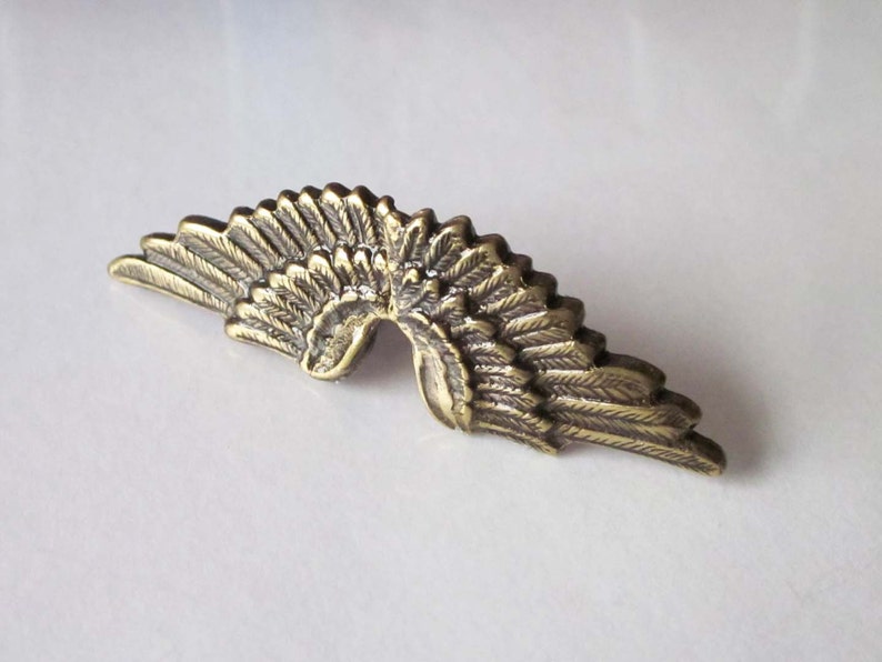 Mens Earrings, Wing Earrings, Angel Wing Stud, Antiqued Gold, Brass Metal, Post Earrings, Unisex Jewelry, Small Wings image 3