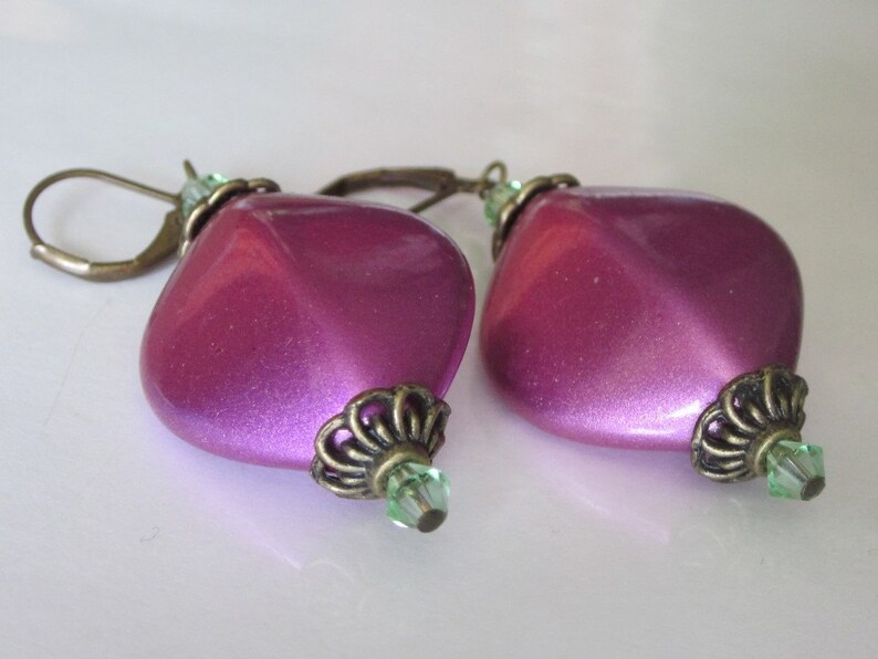 Modern Spring Earrings, Lavender Purple Beaded Dangle Earrings, Modern Minimalist Jewelry, Purple Easter Earrings image 1