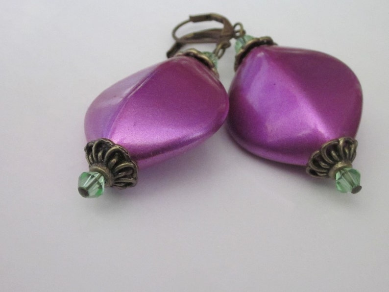 Modern Spring Earrings, Lavender Purple Beaded Dangle Earrings, Modern Minimalist Jewelry, Purple Easter Earrings image 2
