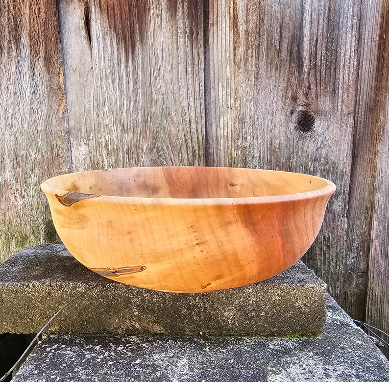 Wood Bowl, Reclaimed Ambrosia Maple Wood Wooden Bowl, Rustic Farmhouse Home Decor, Hand Turned Maple Wood Bowl, Sunset Turnings image 3
