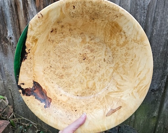 Wood Bowl, Maple Burl Wood Wooden Bowl, Maple Burl Bowl, Large Hand Turned Wood Bowl, Sunset Turnings