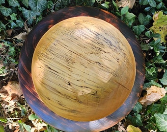 Wood Bowl, Reclaimed Maple Wood Wooden Bowl, Spalted Maple Bowl, Hand Turned Maple Wood Bowl, Sunset Turnings