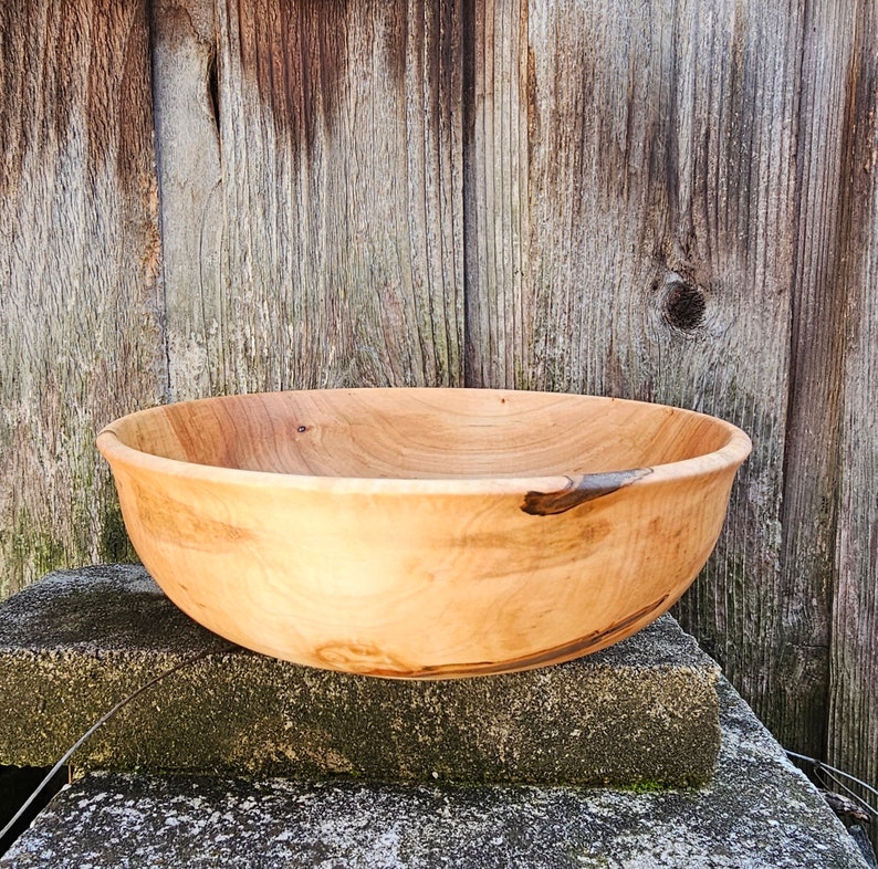 Wood Bowl, Reclaimed Ambrosia Maple Wood Wooden Bowl, Rustic Farmhouse Home Decor, Hand Turned Maple Wood Bowl, Sunset Turnings image 4