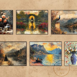 Printable Wall Art, Set of 6 Files, Vintage Style Prints Bundle, Printable Wall Decor, Set of Prints, Digital Download, Retro Style