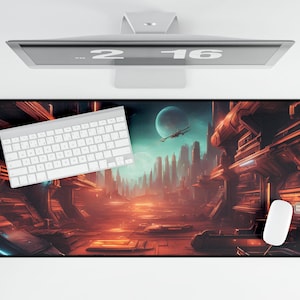 Sci-Fi Desk Mat Planet | Desk Accessories | Mouse Pad | Mars | Fantasy | For Gamer | Gift for Him | Office Decor | Home Office