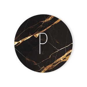 Personalized Marble Design Coaster: Custom Monogram Cork Back
