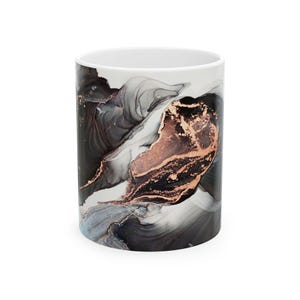 Abstract Ceramic Coffee Mug: Marble Ink Design (11 oz)