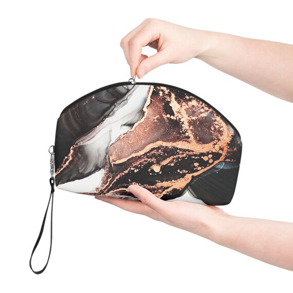 Makeup Bag Black Marble| Abstract Travel Bag Case Canada