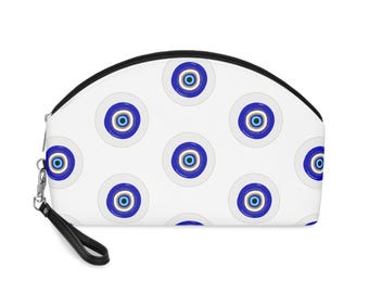 Evil Eye Makeup Bag: Faux Leather Cosmetic Travel Pouch