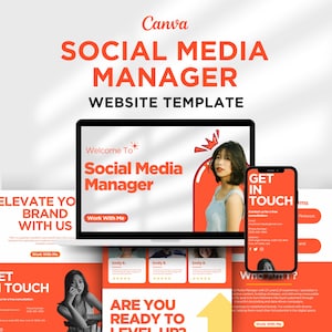 Editable Social Media Portfolio Website | Canva Website Template for SMMs, Freelancers & Digital Marketers, Professional Portfolio Coaches
