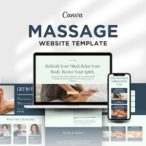 Custom Therapist Massage Canva Website Template | Spa Booking & Wellness Business Design for Skincare Specialists and Spa Professionals