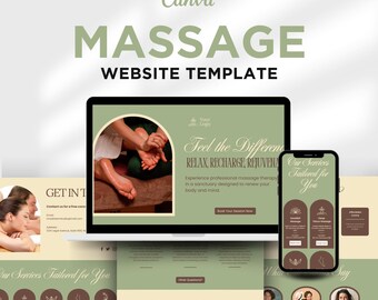 Modelo de site de bem-estar: Esteticista e massoterapia Canva Web
