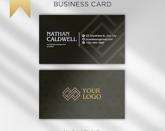Luxury Gold & Black Business Card Template: Editable Canva Design (Digital Download)