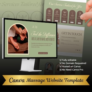 Massage Website Template Canva | Massage Marketing Templates and Doctor Branding Tools for Effective Promotion