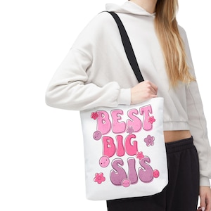 Personalized Best Big Sister Tote Bag - Gift for Sister, Custom Sister Gift, Big Sister Present, Sister Birthday Gift, Sister Christmas Gift