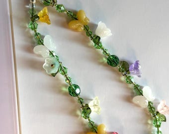 Spring Butterfly Garden Phone Charm | Miyuki Glass Beads, Flower Accents