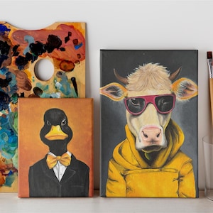 Handgefertigte Tierportraits. Acryl auf Leinwand