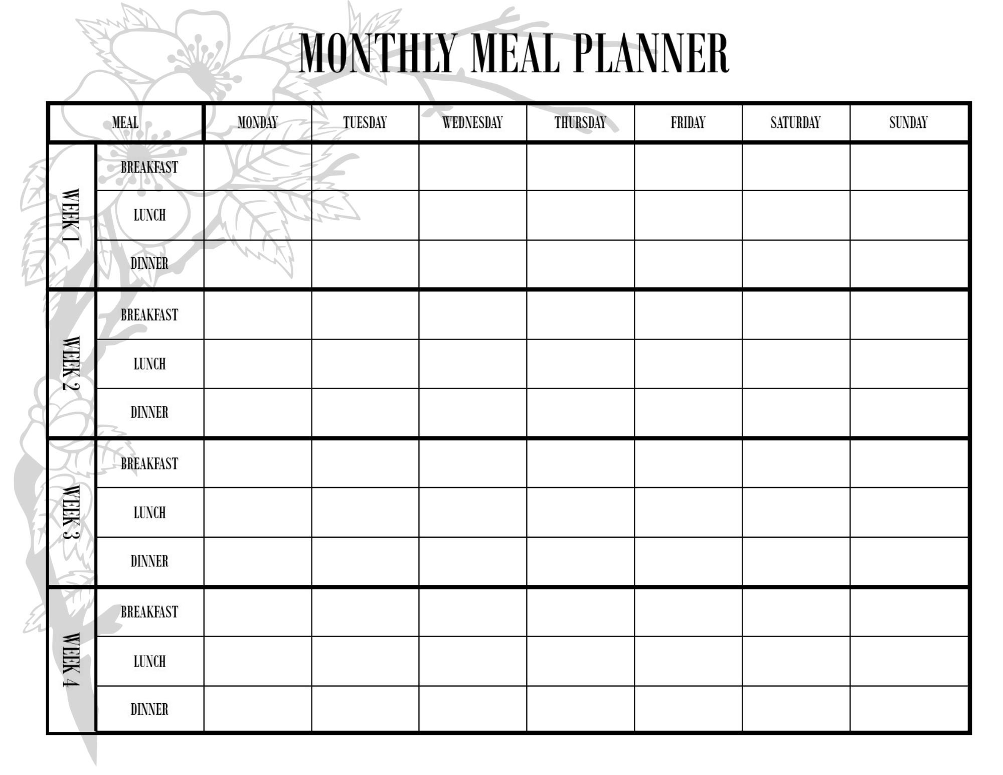 Monthly Meal Planner Printable Download - Etsy