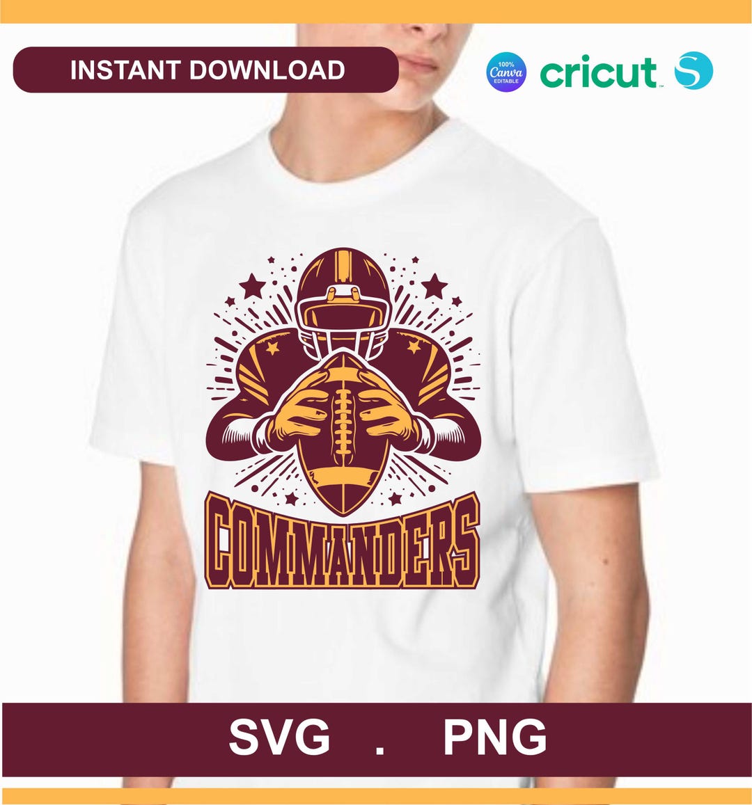 Commanders Football Star Design, SVG PNG Files, Digital Download for ...