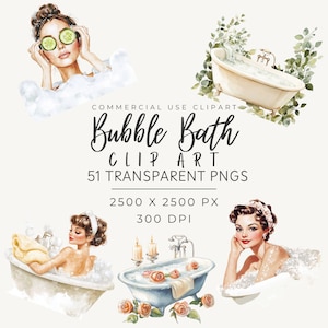 Clipart do kąpieli bąbelkowej - PNG o wysokiej rozdzielczości - Pobieranie cyfrowe do scrapbookingu - Fantastyczna sztuka kąpieli